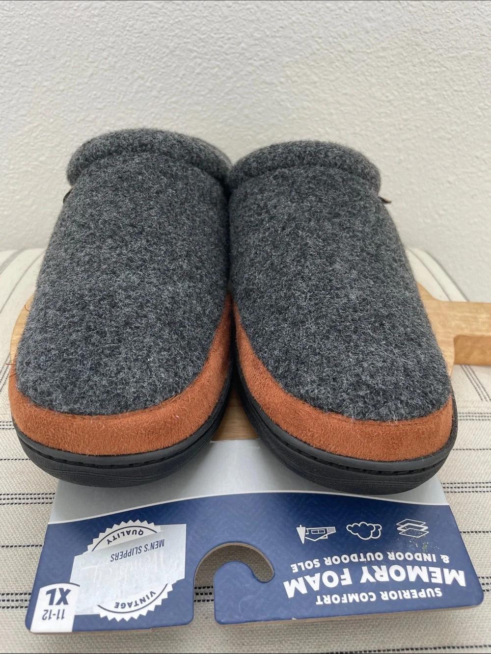 SALE! 50% Off Wembley Men's Charcoal Memory Foam Slip-On Slippers Size XL 11-12